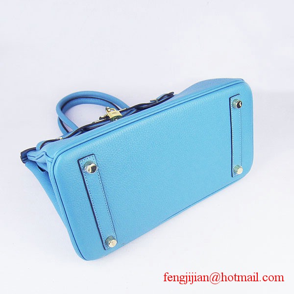 Hermes Birkin 30cm Togo Leather Bag Light Blue 6088